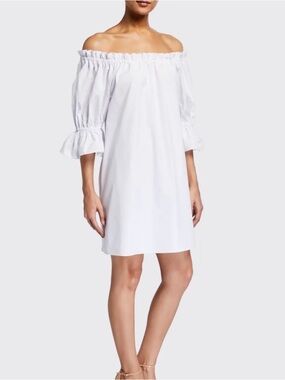 Alice & Olivia Paola Poplin Off Shoulder Dress White size S vacation coastal